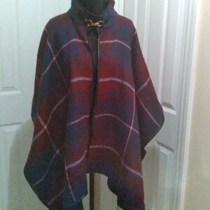 Steve Madden Red‎ and Blue Plaid Cape